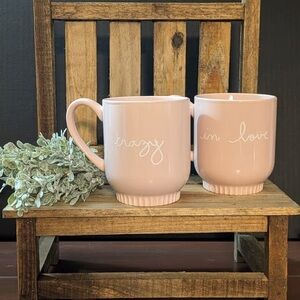 Opalhouse by Target Crazy In Love Porcelain 17oz Mug Set Pale Pink Ribbed Base